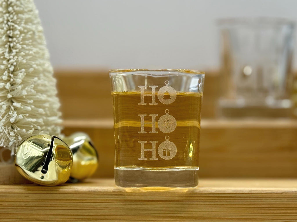 Personalized Christmas Shot Glasses, Engraved Holiday Party Favors, Custom Gifts for Friends, Stocking Stuffers or White Elephant Gift