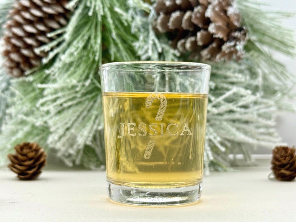 Custom Engraved Christmas Shot Glasses, Personalized Holiday Party Favors, Stocking Stuffers, Funny Gift for Friends or White Elephant