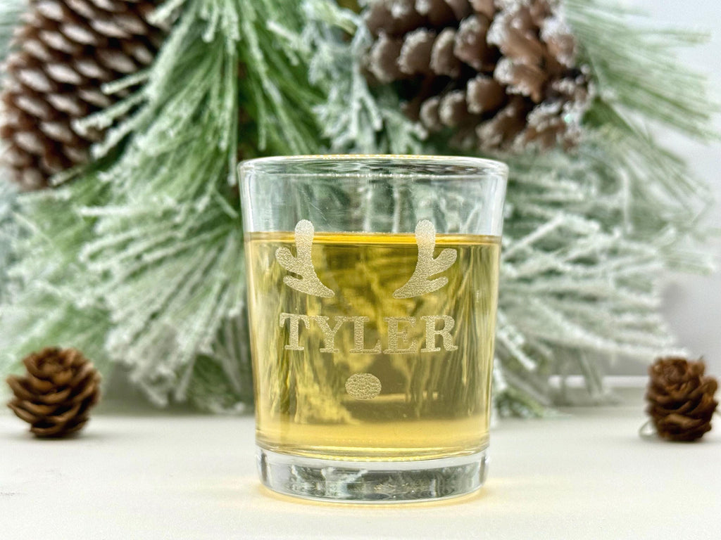Custom Engraved Christmas Shot Glasses, Personalized Holiday Party Favors, Stocking Stuffers, Funny Gift for Friends or White Elephant