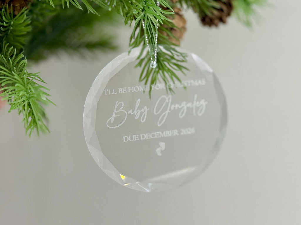 Pregnancy Announcement Christmas Ornament - Baby Reveal Holiday Keepsake - Glass Christmas Ornament - New Baby Christmas Gift -Holiday Decor