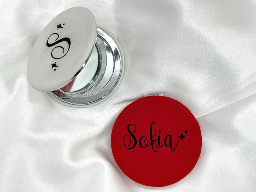 Personalized Compact Mirror, Custom Engraved Stocking Stuffer for Her, Christmas Gift for Women, Purse Mirror for Holiday or Travel