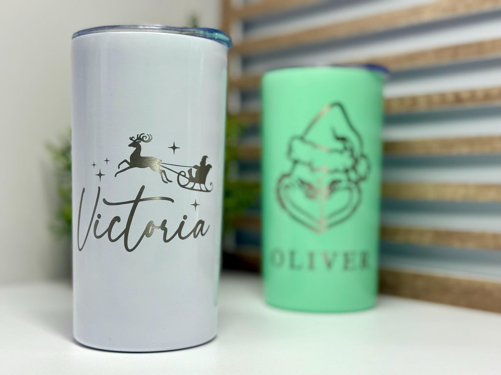Personalized Kids Christmas Tumbler – Custom Name Cup – Holiday Gift or Stocking Stuffer – Reusable Holiday Cup – Gift for Children