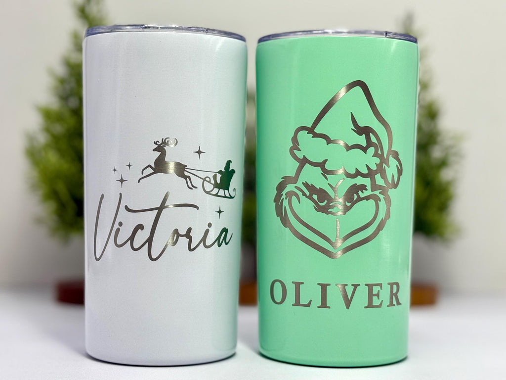 Personalized Kids Christmas Tumbler – Custom Name Cup – Holiday Gift or Stocking Stuffer – Reusable Holiday Cup – Gift for Children