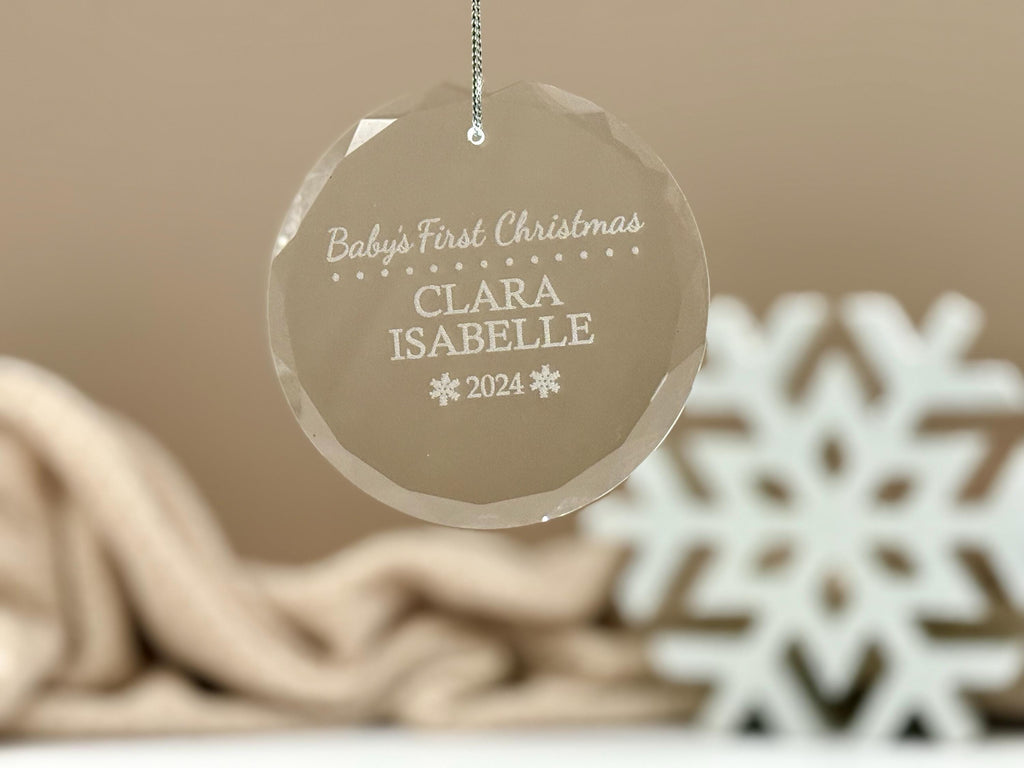 Personalized Baby’s First Christmas Ornament – Custom Glass Keepsake for Newborn, 2025 Holiday Gift – Glass Ornament – Baby Girl/Boy