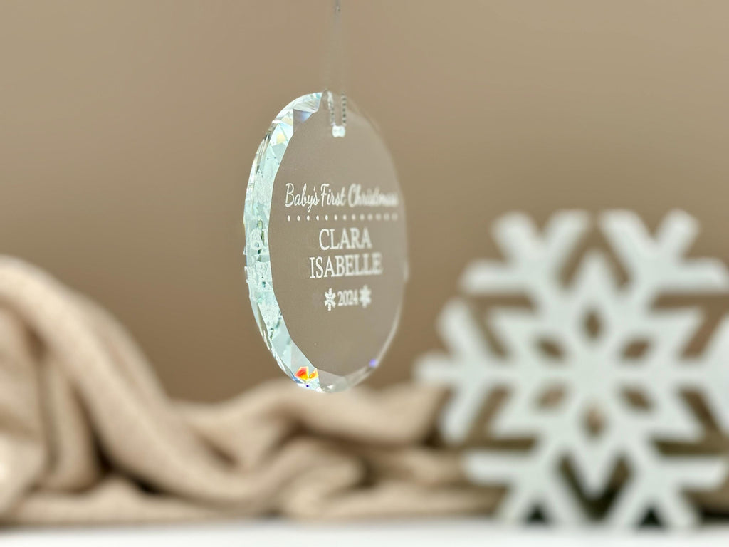 Personalized Baby’s First Christmas Ornament – Custom Glass Keepsake for Newborn, 2025 Holiday Gift – Glass Ornament – Baby Girl/Boy