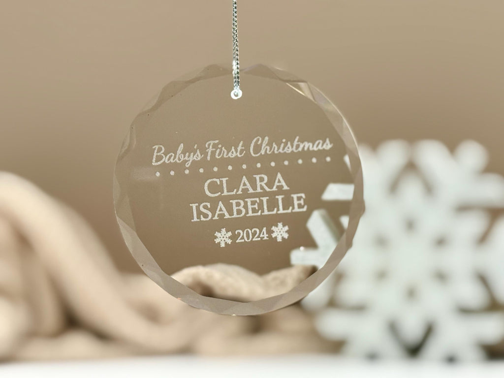 Personalized Baby’s First Christmas Ornament – Custom Glass Keepsake for Newborn, 2025 Holiday Gift – Glass Ornament – Baby Girl/Boy