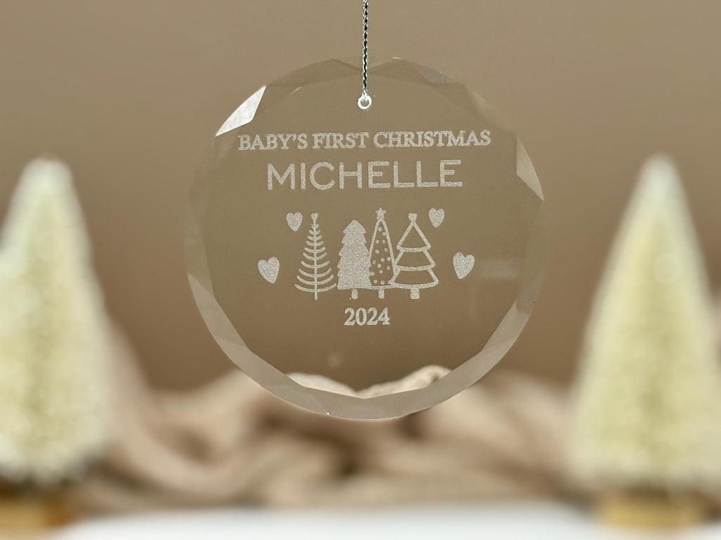 Personalized Baby’s First Christmas Ornament – Custom Glass Keepsake for Newborn, 2025 Holiday Gift – Glass Ornament – Baby Girl/Boy