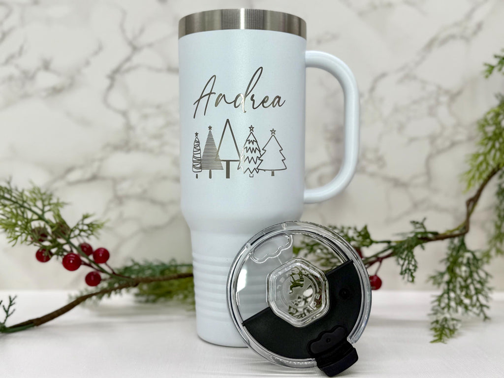 Personalized 40oz Tumbler with Handle – Custom Christmas Gift – Name Tumbler – Holiday Cup – Gift for Her – Custom Cup – Gift for Him