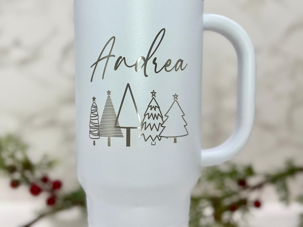 Personalized 40oz Tumbler with Handle – Custom Christmas Gift – Name Tumbler – Holiday Cup – Gift for Her – Custom Cup – Gift for Him