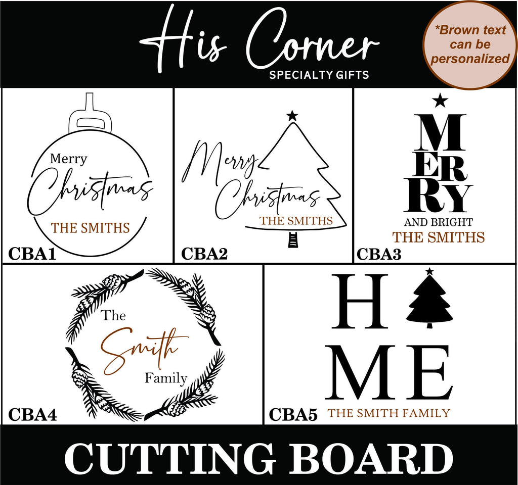 Personalized Christmas Cutting Board, Engraved Holiday Gift for Couple or Family, Custom Bamboo Board for Holiday Kitchen Décor