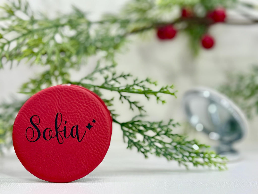 Personalized Compact Mirror, Custom Engraved Stocking Stuffer for Her, Christmas Gift for Women, Purse Mirror for Holiday or Travel