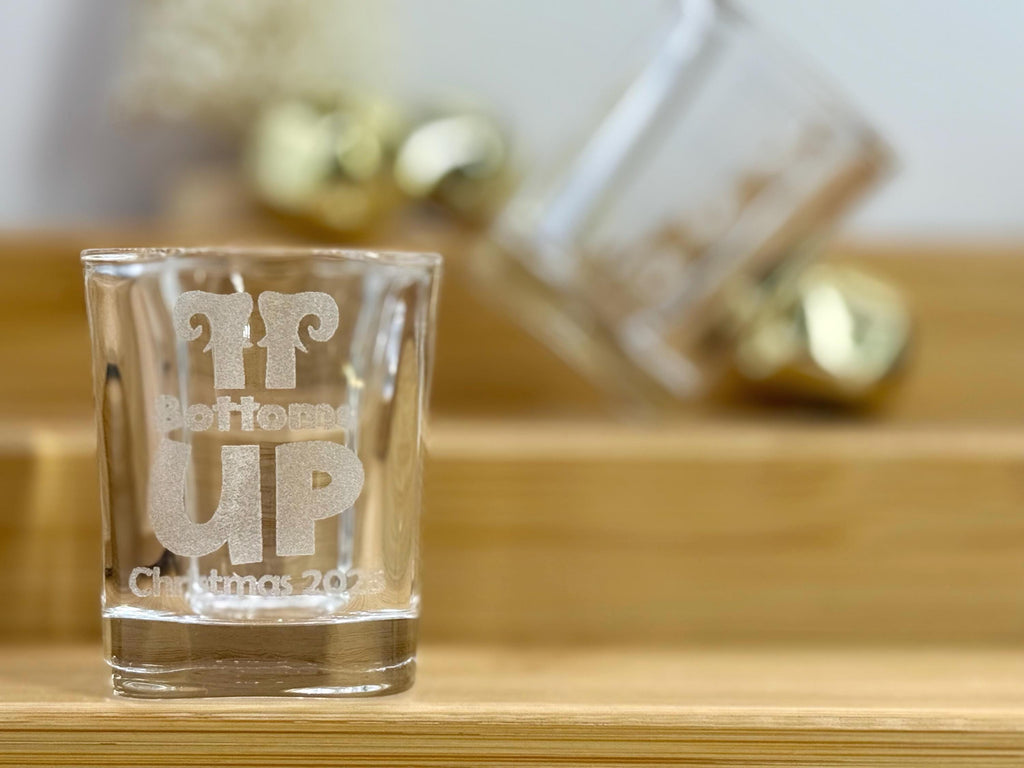 Personalized Christmas Shot Glasses, Engraved Holiday Party Favors, Custom Gifts for Friends, Stocking Stuffers or White Elephant Gift