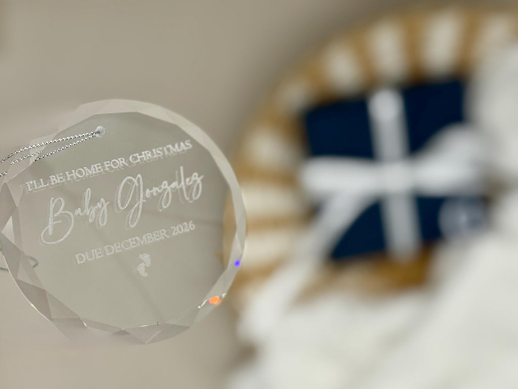 Pregnancy Announcement Christmas Ornament - Baby Reveal Holiday Keepsake - Glass Christmas Ornament - New Baby Christmas Gift -Holiday Decor