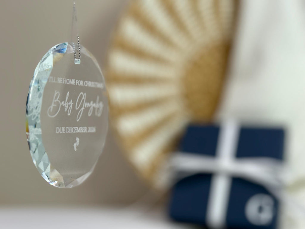 Pregnancy Announcement Christmas Ornament - Baby Reveal Holiday Keepsake - Glass Christmas Ornament - New Baby Christmas Gift -Holiday Decor