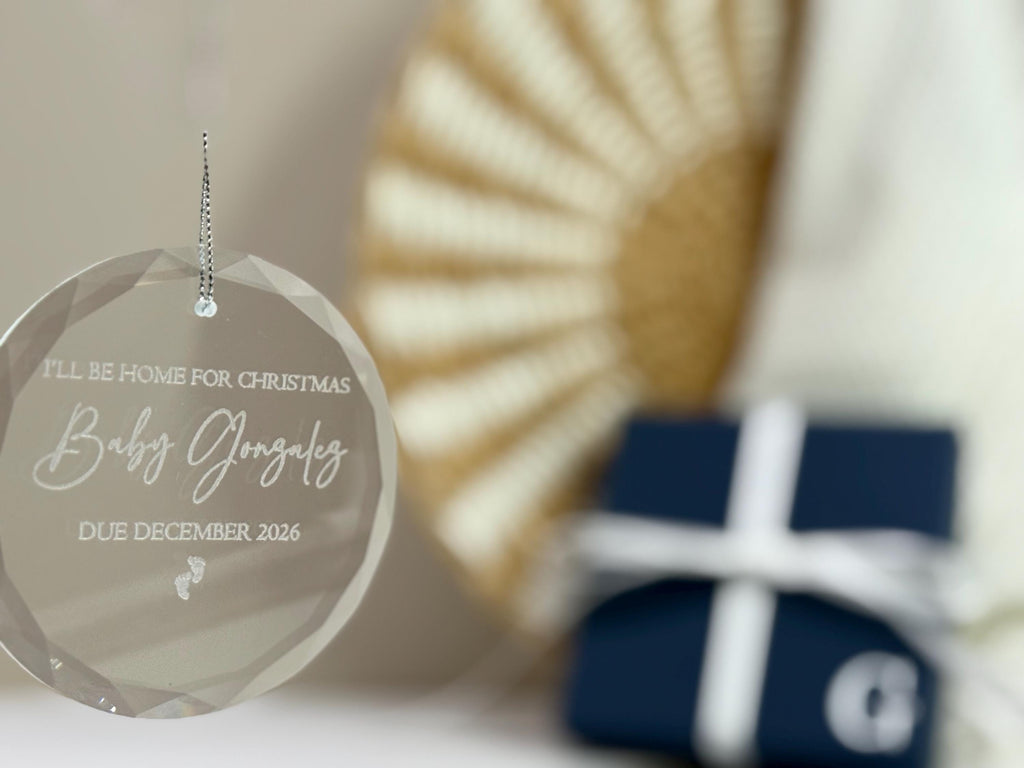Pregnancy Announcement Christmas Ornament - Baby Reveal Holiday Keepsake - Glass Christmas Ornament - New Baby Christmas Gift -Holiday Decor