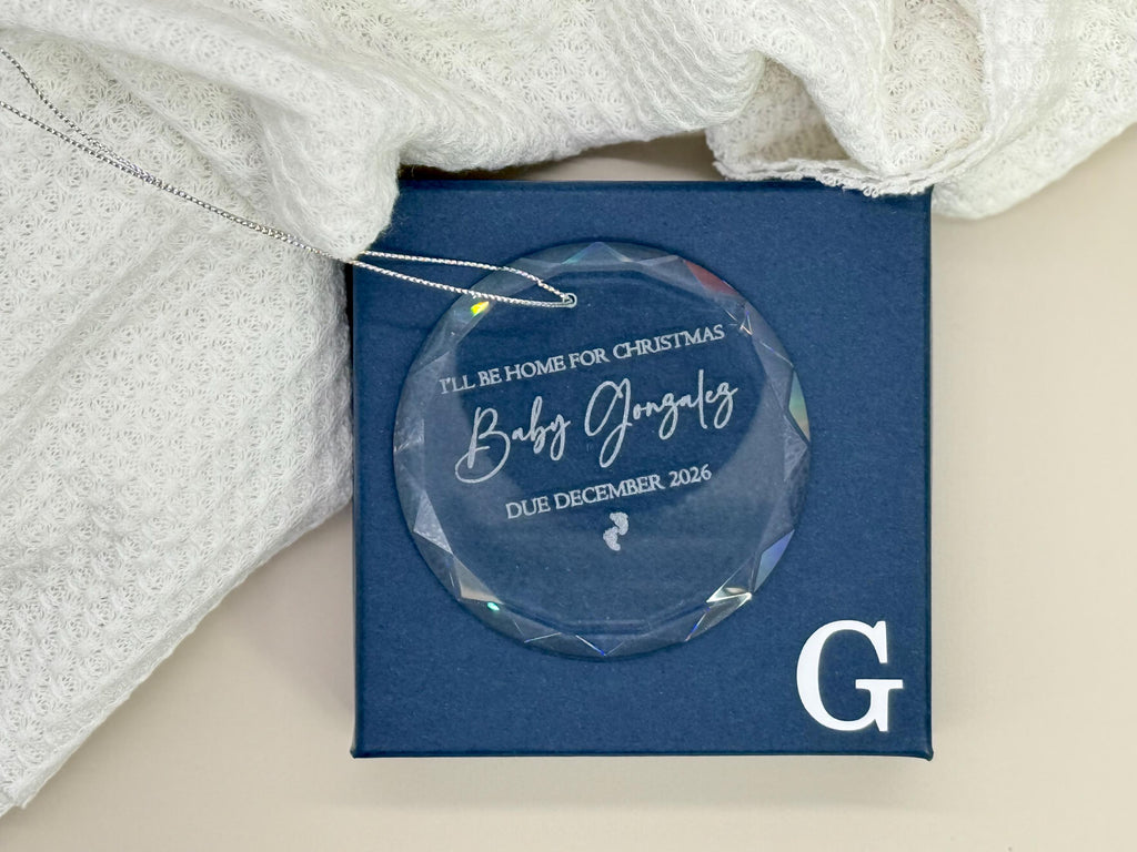 Pregnancy Announcement Christmas Ornament - Baby Reveal Holiday Keepsake - Glass Christmas Ornament - New Baby Christmas Gift -Holiday Decor
