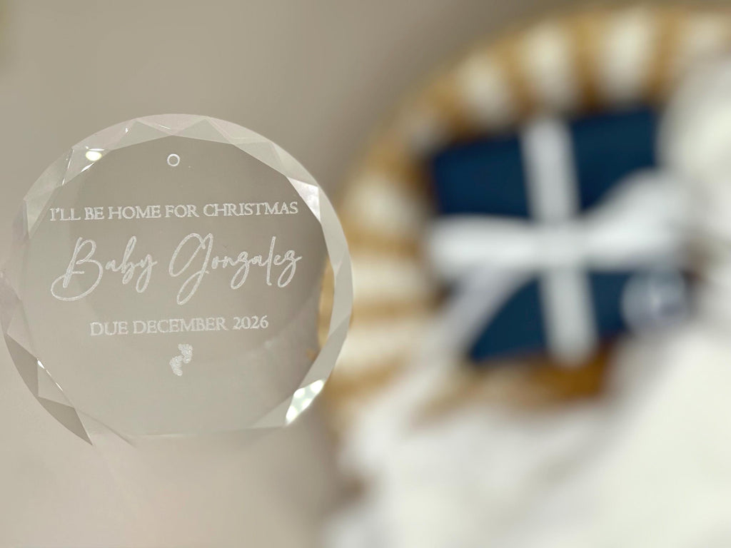 Pregnancy Announcement Christmas Ornament - Baby Reveal Holiday Keepsake - Glass Christmas Ornament - New Baby Christmas Gift -Holiday Decor