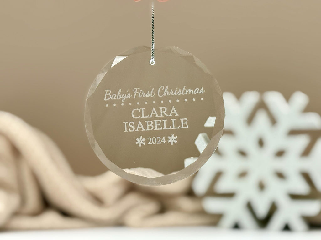 Personalized Baby’s First Christmas Ornament – Custom Glass Keepsake for Newborn, 2025 Holiday Gift – Glass Ornament – Baby Girl/Boy