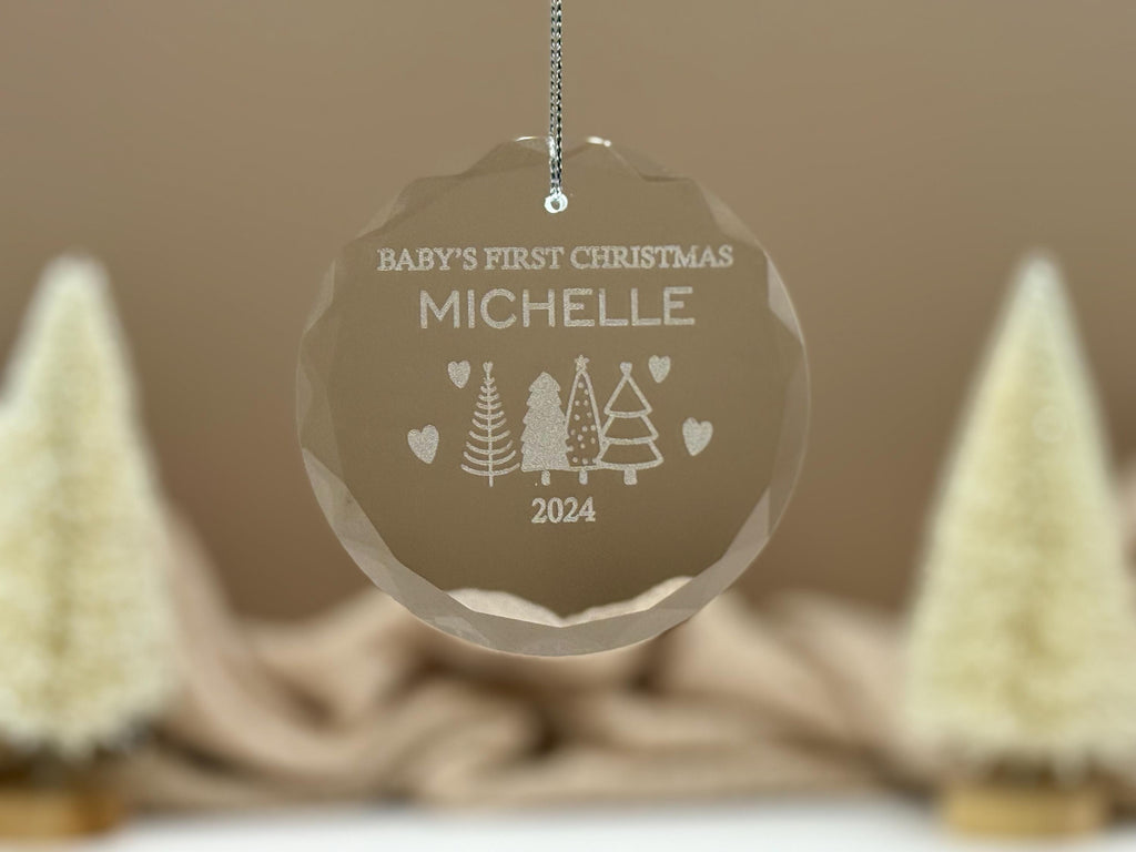 Personalized Baby’s First Christmas Ornament – Custom Glass Keepsake for Newborn, 2025 Holiday Gift – Glass Ornament – Baby Girl/Boy