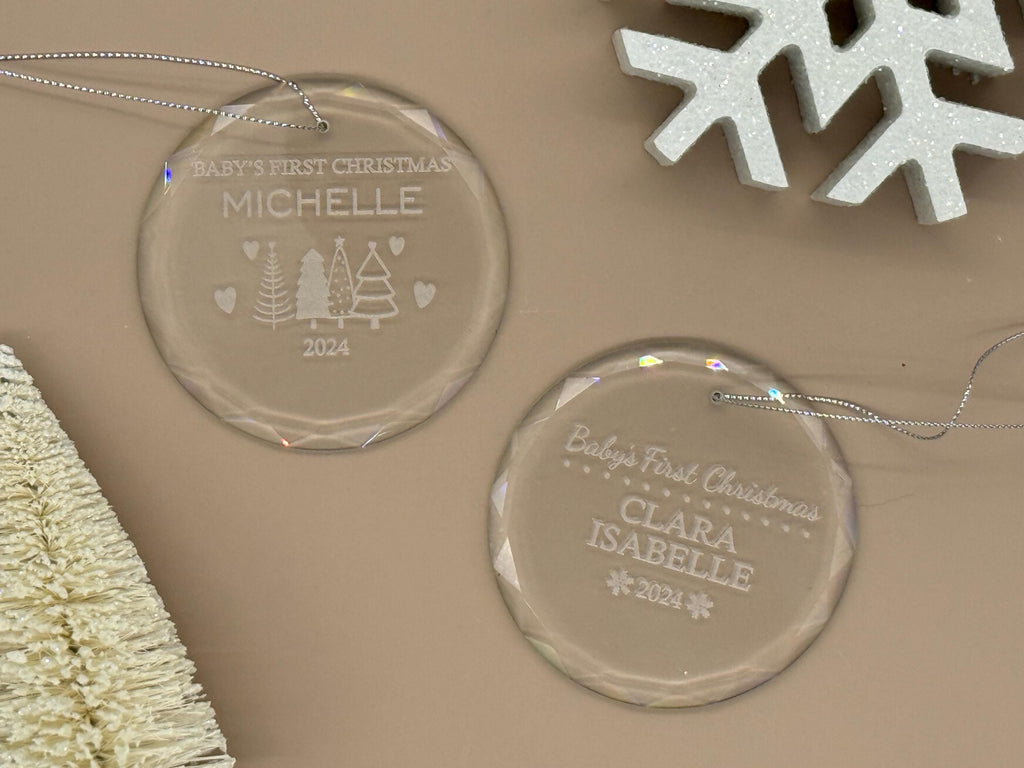 Personalized Baby’s First Christmas Ornament – Custom Glass Keepsake for Newborn, 2025 Holiday Gift – Glass Ornament – Baby Girl/Boy