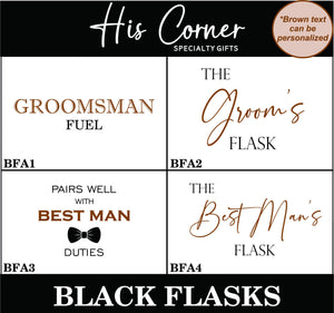 Engraved Flask for Groomsman - Black Flask - Best Man Proposal - Bachelor Party - Wedding Favors - Personalized Gifts - Hip Flask