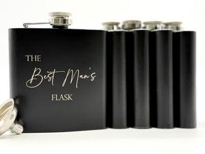 Engraved Flask for Groomsman - Black Flask - Best Man Proposal - Bachelor Party - Wedding Favors - Personalized Gifts - Hip Flask