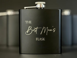 Engraved Flask for Groomsman - Black Flask - Best Man Proposal - Bachelor Party - Wedding Favors - Personalized Gifts - Hip Flask