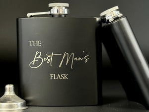 Engraved Flask for Groomsman - Black Flask - Best Man Proposal - Bachelor Party - Wedding Favors - Personalized Gifts - Hip Flask