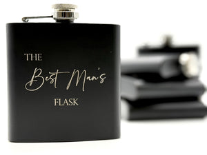Engraved Flask for Groomsman - Black Flask - Best Man Proposal - Bachelor Party - Wedding Favors - Personalized Gifts - Hip Flask