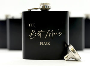 Engraved Flask for Groomsman - Black Flask - Best Man Proposal - Bachelor Party - Wedding Favors - Personalized Gifts - Hip Flask