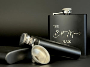 Engraved Flask for Groomsman - Black Flask - Best Man Proposal - Bachelor Party - Wedding Favors - Personalized Gifts - Hip Flask
