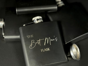 Engraved Flask for Groomsman - Black Flask - Best Man Proposal - Bachelor Party - Wedding Favors - Personalized Gifts - Hip Flask