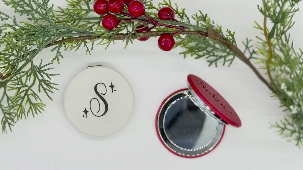 Personalized Compact Mirror, Custom Engraved Stocking Stuffer for Her, Christmas Gift for Women, Purse Mirror for Holiday or Travel