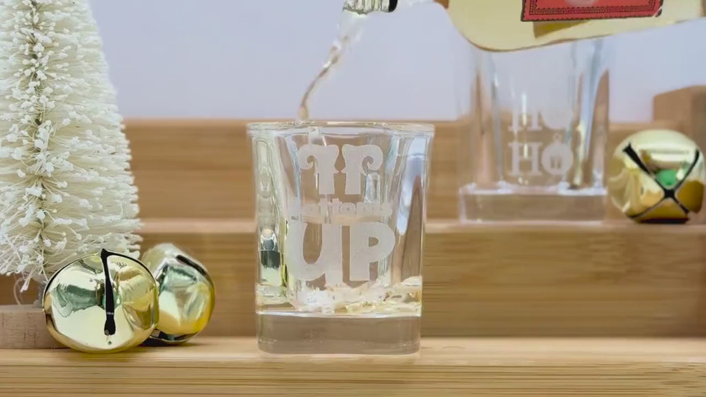 Personalized Christmas Shot Glasses, Engraved Holiday Party Favors, Custom Gifts for Friends, Stocking Stuffers or White Elephant Gift