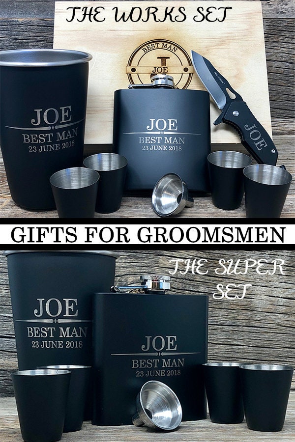 Groomsmen Gift - Groomsmen Gift Box - Flask - Groomsman Box - Personalize Flask - Groomsmen Knife - Pocket Knife - Knife - Groomsman Gift