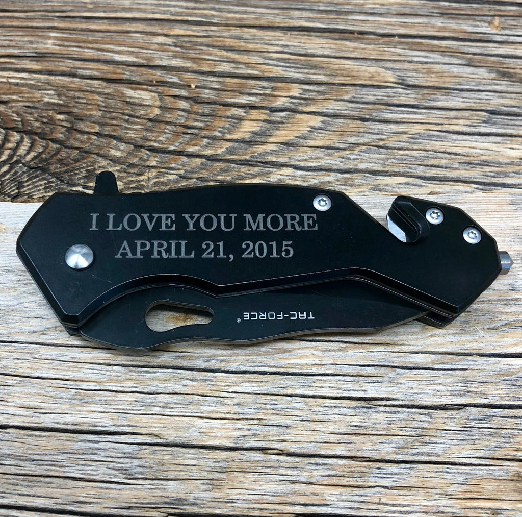 I love you more, engraved pocket knife, gift for boyfriend, anniversary gift, wedding gift from bride, gift from wife, gift for groom