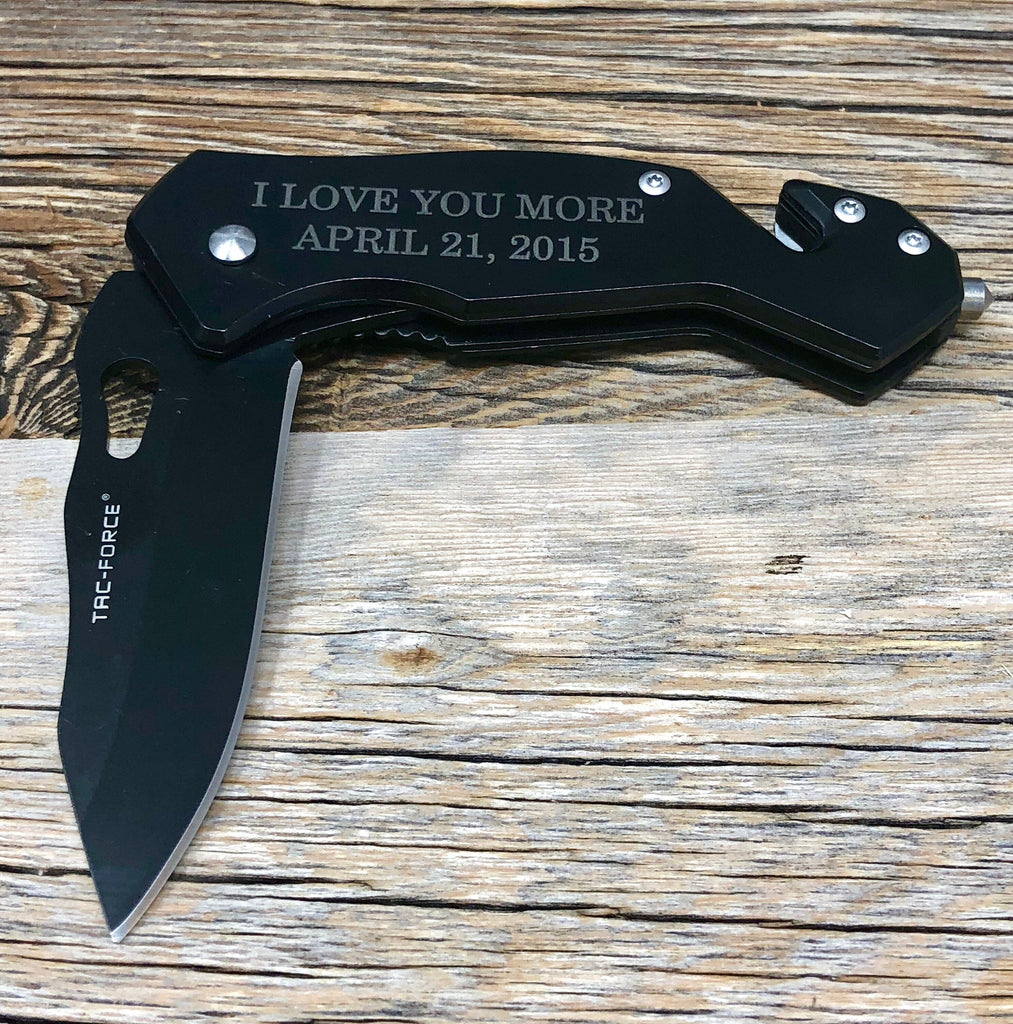 I love you more, engraved pocket knife, gift for boyfriend, anniversary gift, wedding gift from bride, gift from wife, gift for groom