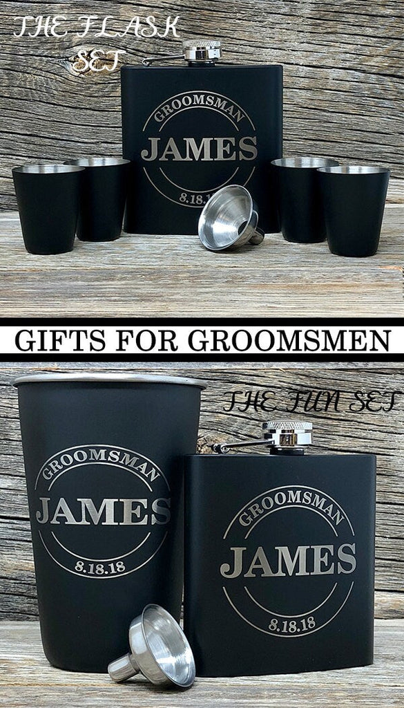 Groomsmen Gift Ideas, Engraved Groomsmen Gifts, Personalized Groomsman Flask Set, Unique Gifts for Wedding Party, Bridal Party Gift Ideas