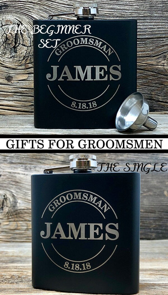 Groomsmen Gift Ideas, Engraved Groomsmen Gifts, Personalized Groomsman Flask Set, Unique Gifts for Wedding Party, Bridal Party Gift Ideas