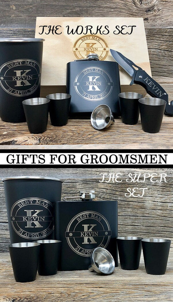 Groomsmen Gift, Groomsmen Gift Box, Groomsman Gift, Flask, Personalize Flask, Groomsmen Box, Groomsmen Gift Set, Groomsmen Knife, Knife Gift