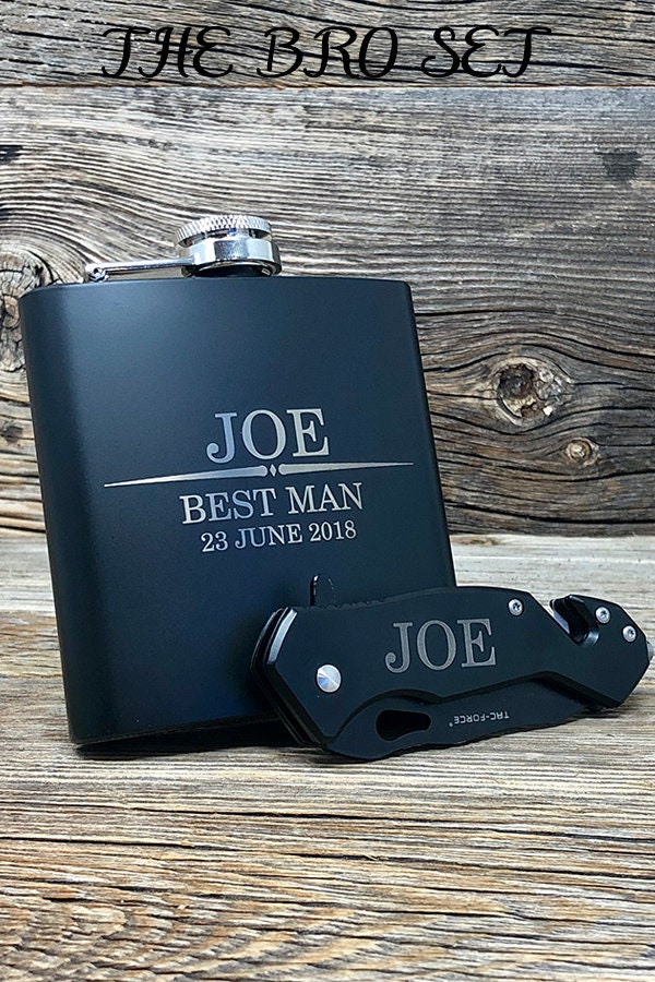 Groomsmen Gift, Groomsmen Proposal, Wedding Party Gift, Groomsmen Gift Box, Groomsmen Gift Set, Personalize Flask for Best Man, Pocket Knife