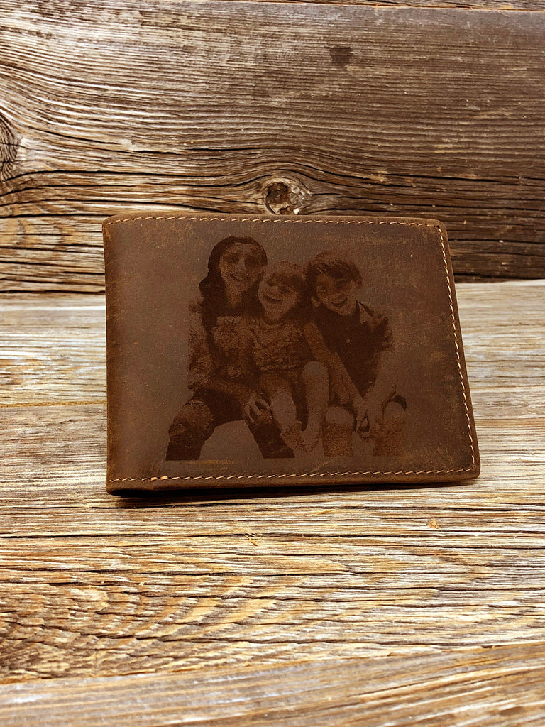 Birthday Gift for Dad, Leather Wallet With Photo, Photo Wallet, Brown Leather Wallet, Personalized Wallet, Anniversary Gift, Picture Wallet