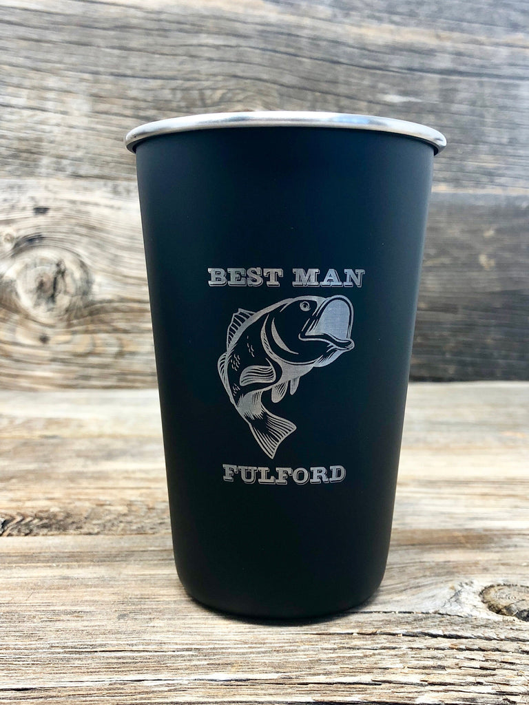 Groomsmen Gift, Groomsman Cup, Black Stainless Steel Pint Cup, Engraved Pint Glass, Groomsmen Gifts, Gift For Groom, Gift for Best Man