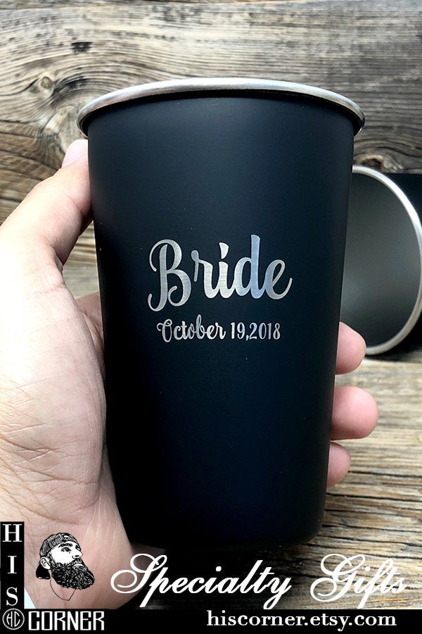 Gift For Bride, Bridal Party Gifts, Engraved Bride Gifts, Engraved Pint Glass, Creative Gifts for Bride, Gift For Maid of Honor, Bridesmaids