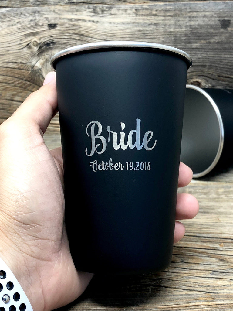 Gift For Bride, Bridal Party Gifts, Engraved Bride Gifts, Engraved Pint Glass, Creative Gifts for Bride, Gift For Maid of Honor, Bridesmaids