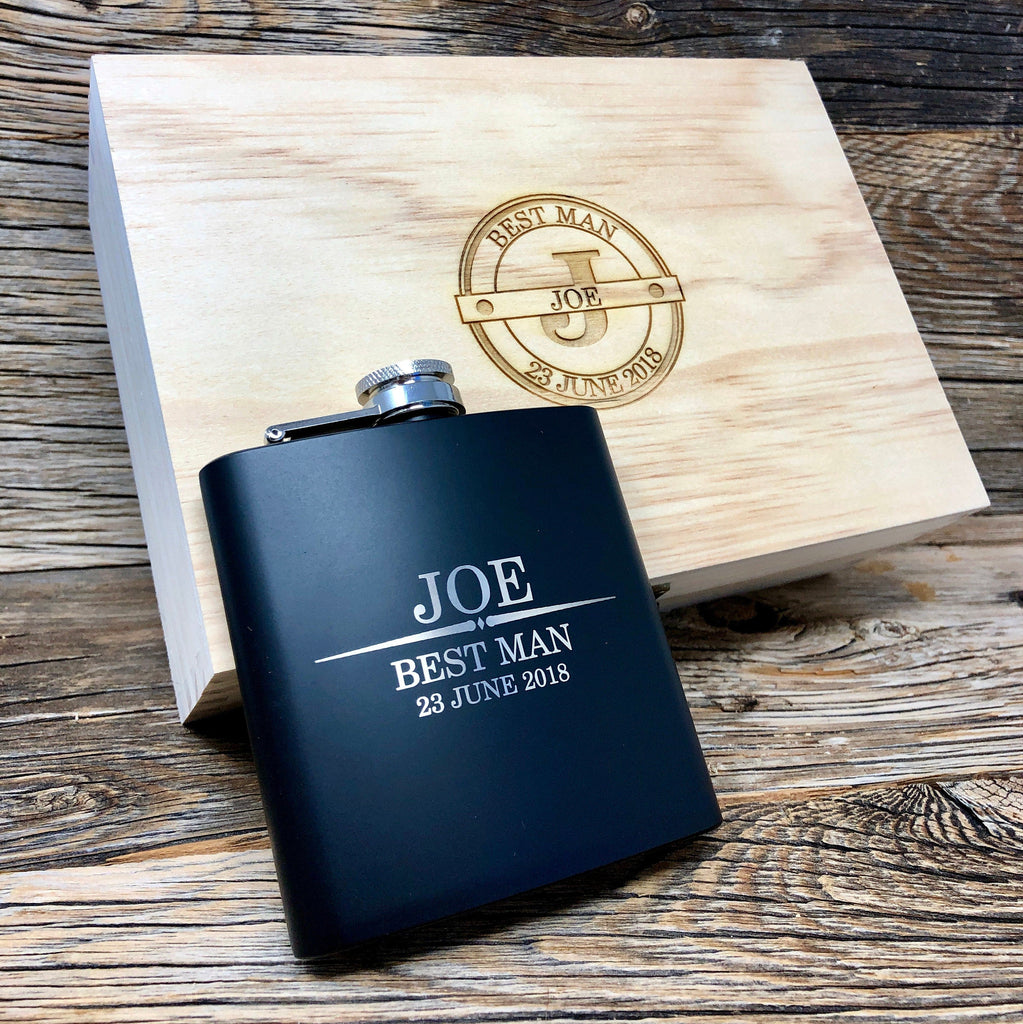 Groomsmen Gifts, Groomsman Flask and Knife Gift Set, Best Man Flask Set, Groomsman Flask Engraved, Personalized Groomsmen Proposal Gift Box