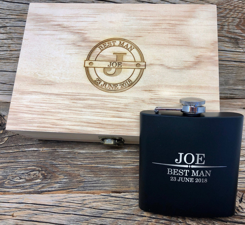 Groomsmen Gifts, Groomsman Flask and Knife Gift Set, Best Man Flask Set, Groomsman Flask Engraved, Personalized Groomsmen Proposal Gift Box