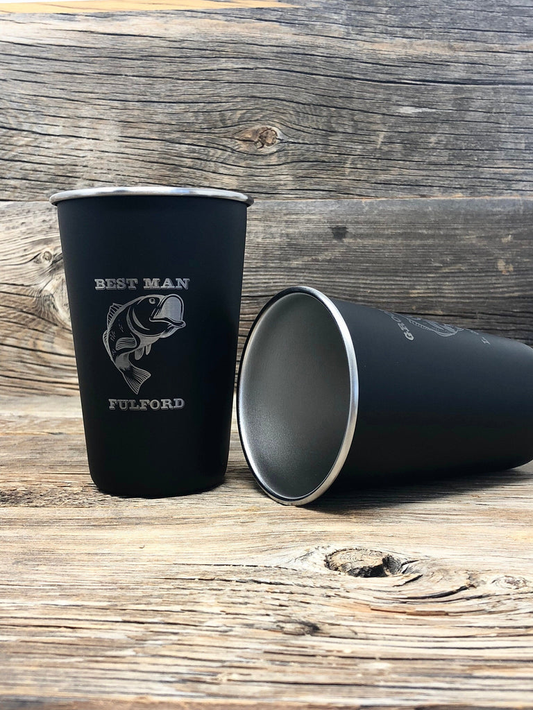 Groomsmen Gift, Groomsman Cup, Black Stainless Steel Pint Cup, Engraved Pint Glass, Groomsmen Gifts, Gift For Groom, Gift for Best Man