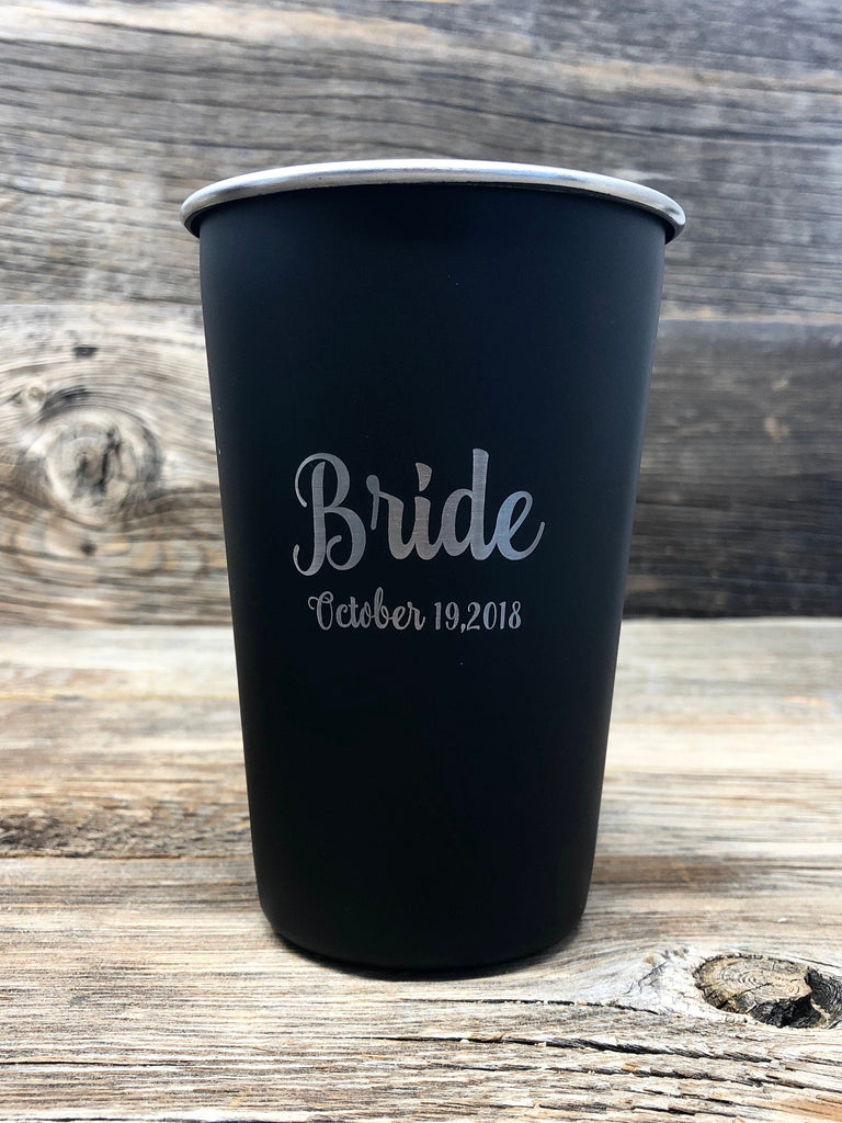 Gift For Bride, Bridal Party Gifts, Engraved Bride Gifts, Engraved Pint Glass, Creative Gifts for Bride, Gift For Maid of Honor, Bridesmaids