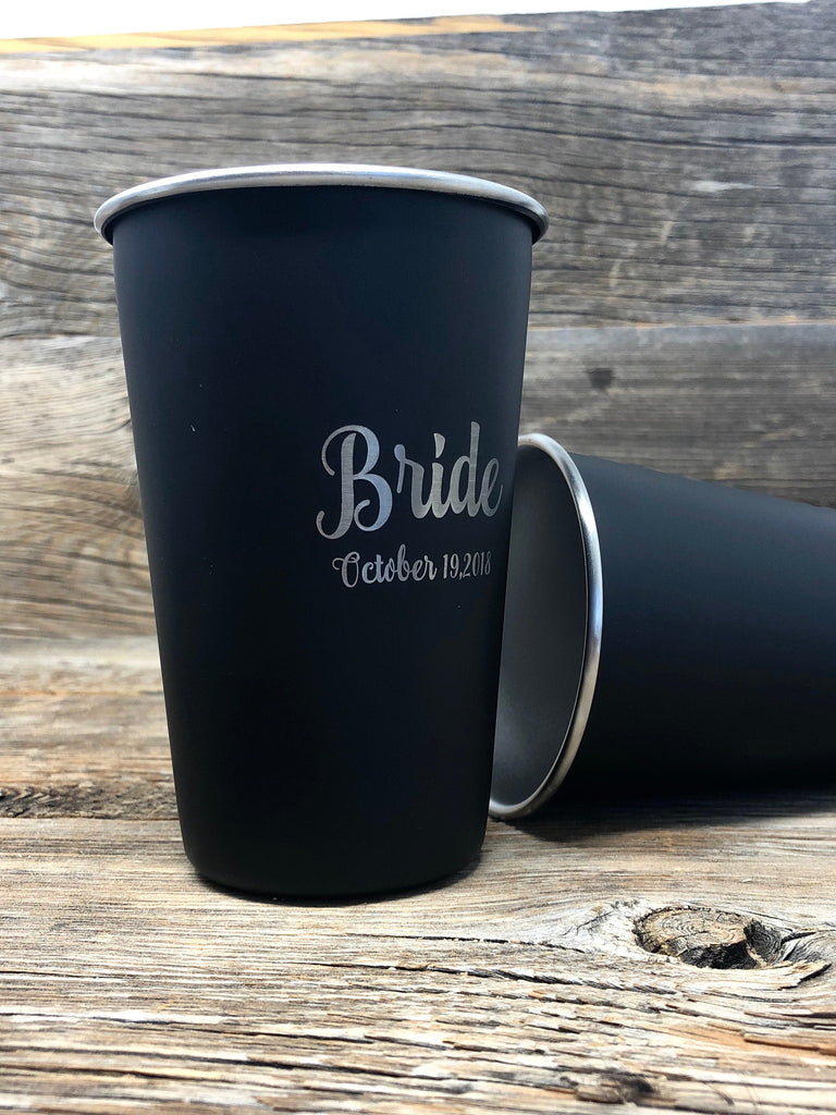 Gift For Bride, Bridal Party Gifts, Engraved Bride Gifts, Engraved Pint Glass, Creative Gifts for Bride, Gift For Maid of Honor, Bridesmaids